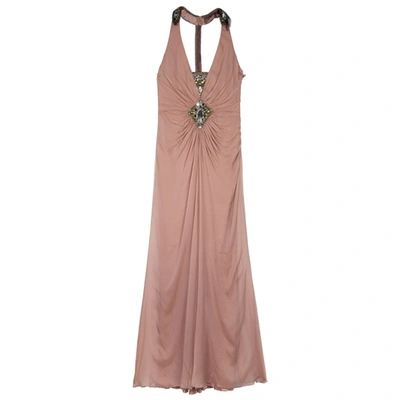 Pre-owned Temperley Vega Embellished Silk Chiffon Gown M In Pink