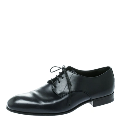 Pre-owned Giorgio Armani Blue Leather Oxford Shoes Size 40