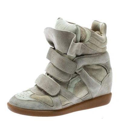 Pre-owned Isabel Marant Beige Suede Bekett Wedge Sneakers Size 36