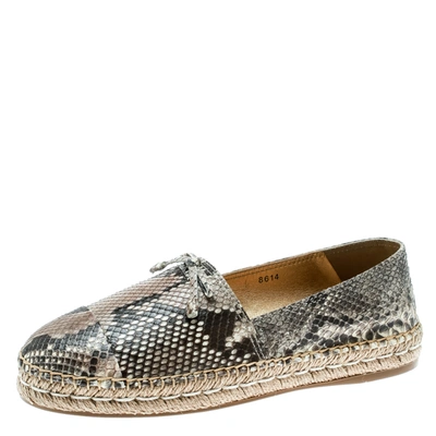 Pre-owned Prada Beige Python Leather Bow Espadrilles Size 38