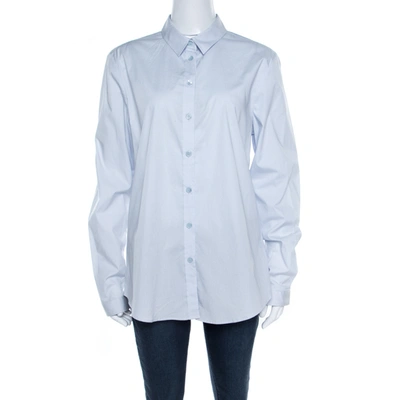 Pre-owned Burberry Brit City Blue Cotton Stretch Button Front Shirt Xl