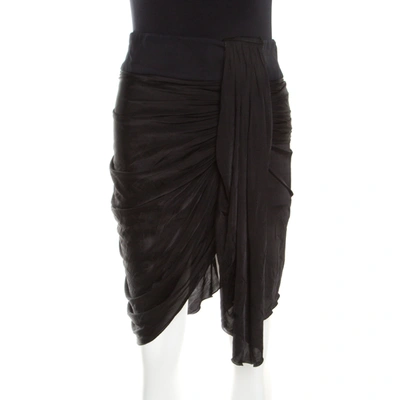 Pre-owned Emilio Pucci Black Draped Jersey Asymmetric Mini Skirt S