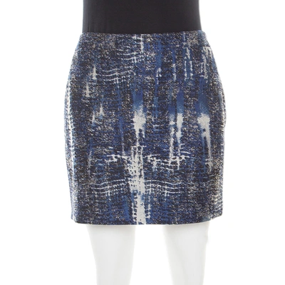 Pre-owned Stella Mccartney Blue Jacquard Becca Mini Skirt M