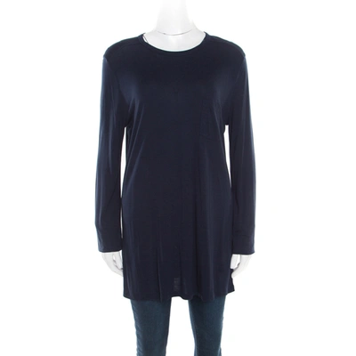 Pre-owned Alexander Wang T By  Navy Blue Jersey Long Sleeve Top L