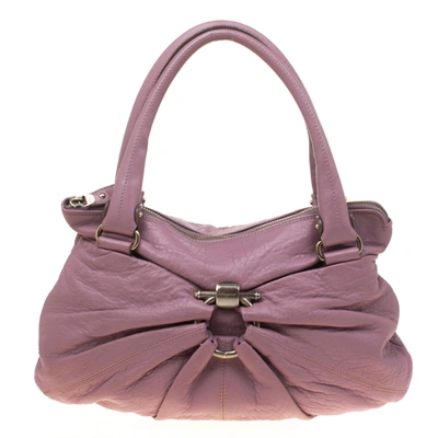 Pre-owned Ferragamo Lilac Leather Kimberly Satchel In Purple