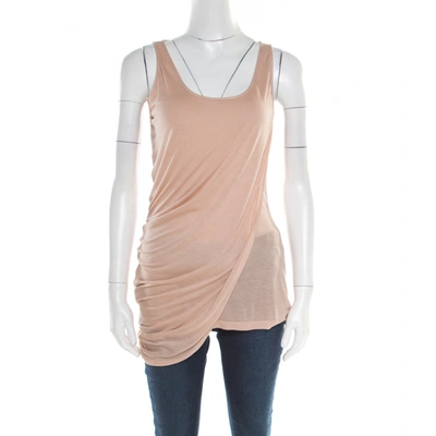 Pre-owned Alexander Mcqueen Peach Modal Jersey Layered Asymmetric Sleeveless Top M In Pink