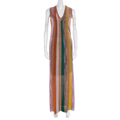 Pre-owned Missoni Multicolor Striped Lurex Knit Sleeveless Maxi Dress S