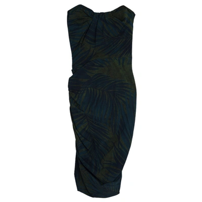 Pre-owned Lanvin Palm Leaf Print Cocktail Dress S In Green