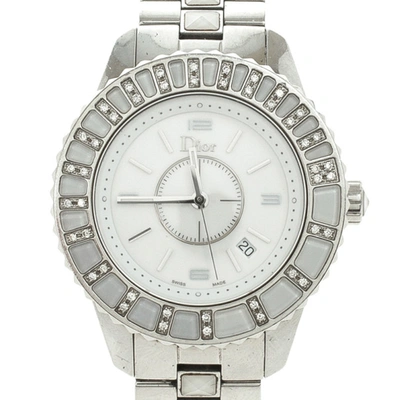 Pre-owned Dior Christal Womens Wristwatch 28.5 Mm In Silver