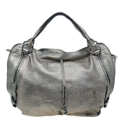 Pre-owned Celine Metallic Silver Leather Large Bittersweet Hobo