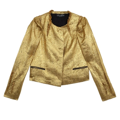 Pre-owned Dolce & Gabbana Silk Brocade Evening Jacket S In Gold