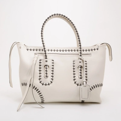 Pre-owned Alexander Mcqueen White Folkstitch Tote