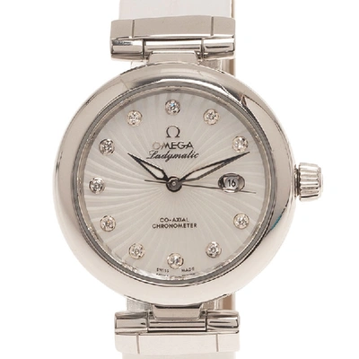 Pre-owned Omega Mother Of Pearl Stainless Steel Ladymatic Women's Wristwatch 34mm In Cream