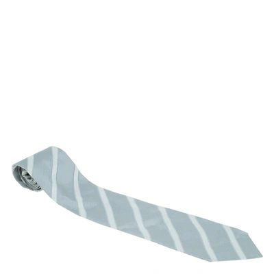 Pre-owned Giorgio Armani Grey Striped Silk Tie