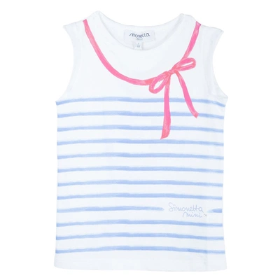 Pre-owned Simonetta Mini White Striped Sleeveless Tshirt 7 Yrs