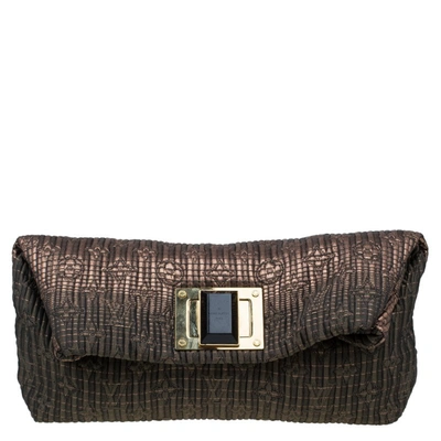 Pre-owned Louis Vuitton Bronze Monogram Jacquard Limited Edition Altair Clutch In Metallic