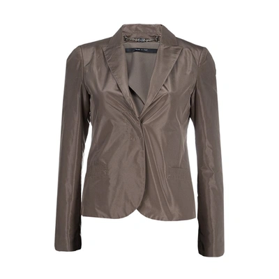 Pre-owned Gucci Brown Silk Blazer S