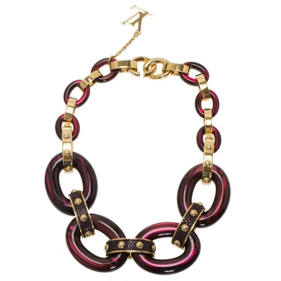 Pre-owned Louis Vuitton Gimme A Clue Resin Necklace In Burgundy