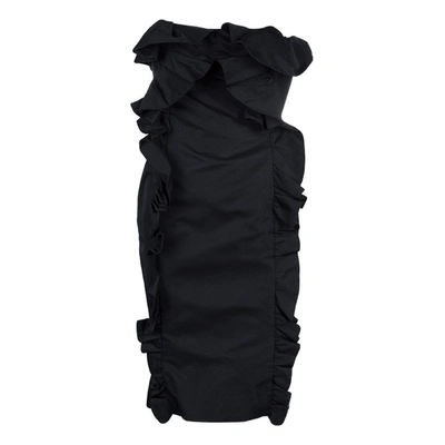 Pre-owned Giambattista Valli Black Ruffle Dress Xxs