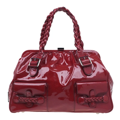 Pre-owned Valentino Garavani Red Patent Histoire Framed Bag