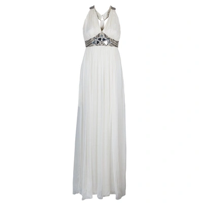 Pre-owned Matthew Williamson Cream Embellished Gown S