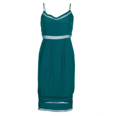 Pre-owned Elizabeth And James Sea Green Mesh Insert Sleeveless Dress Xs