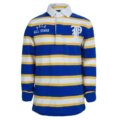 Pre-owned Polo Ralph Lauren Blue And Yellow Striped Long Sleeve Polo T-shirt 5 Yrs In Multicolor