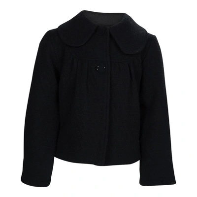 Pre-owned Dior Black Textured Wool Coat 6 Yrs