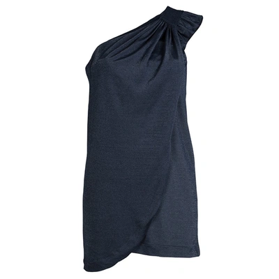 Pre-owned Marc By Marc Jacobs Blue Knit Draped One Shoulder Top Xs