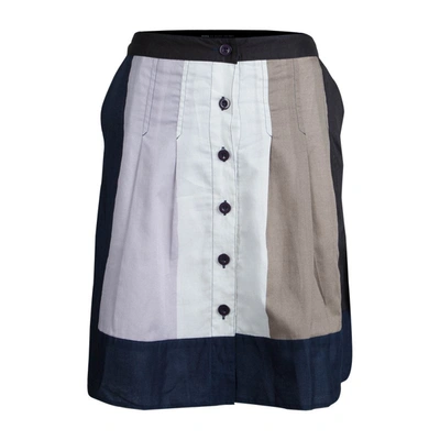 Pre-owned Marc By Marc Jacobs Colourblock Cotton Button Front Skirt S In Multicolor