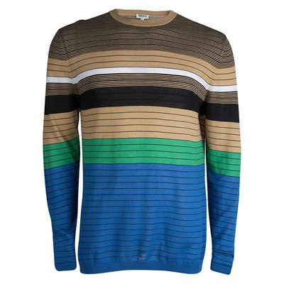 Pre-owned Kenzo Multicolor Striped Crew Neck Sweater L