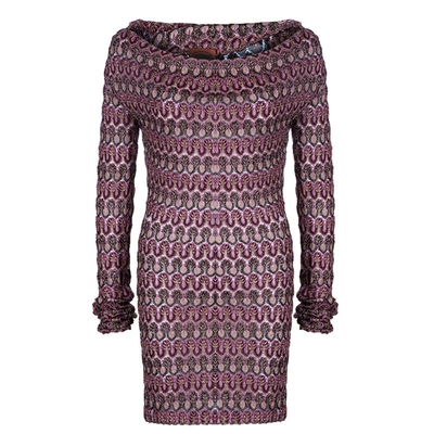 Pre-owned Missoni Multicolor Off-shoulder Knit Dress M