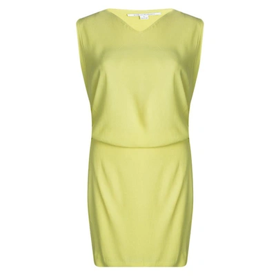 Pre-owned Diane Von Furstenberg Yellow Sleeveless Drop Waist Gagon Dress S