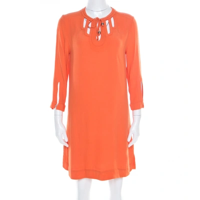 Pre-owned Diane Von Furstenberg Orange Long Sleeve Kea Dress M