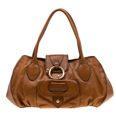 Pre-owned Tod's Brown Leather Peggy Satchel