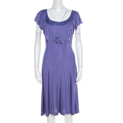 Pre-owned Philosophy Di Alberta Ferretti Purple Jersey Ruched Bodice Detail Dress L
