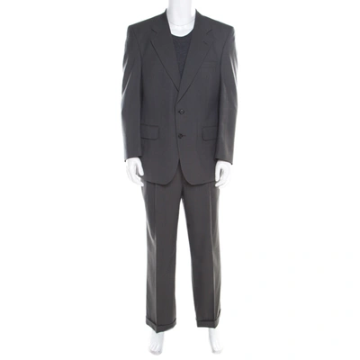 Pre-owned Burberry S Grey Patterned Wool Suit Xl