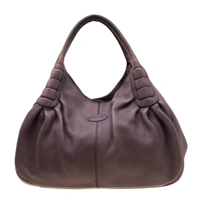 Pre-owned Tod's Purple Leather Ivy Sacca Media Hobo