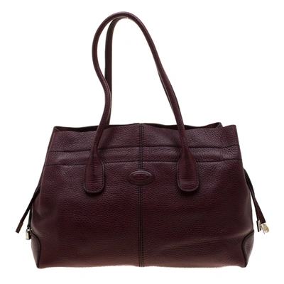Pre-owned Tod's Burgundy Leather D Bag Media Tote