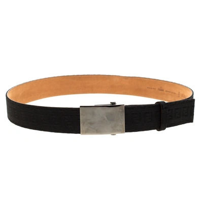 Pre-owned Fendi Black Zucchino Canvas Belt Size 95cm