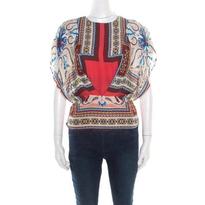 Pre-owned Etro Multicolor Printed Silk Blouson Top S