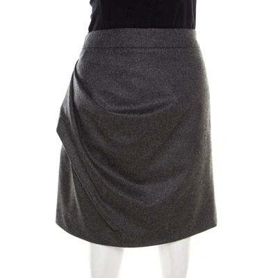 Pre-owned Emporio Armani Grey Knit Draped Mini Skirt M