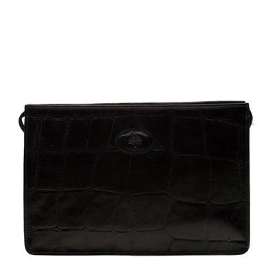 Pre-owned Mulberry Black Crocodile Embossed Clutch