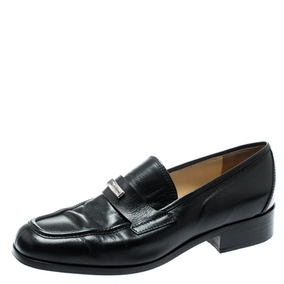 Pre-owned Dolce & Gabbana Black Leather Vintage Loafers Size 37.5