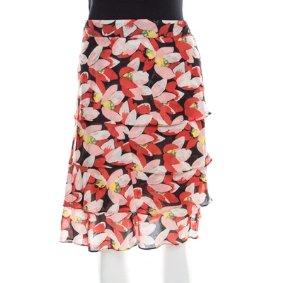 Pre-owned Sonia Rykiel Multicolor Floral Printed Cotton Tiered Skirt L