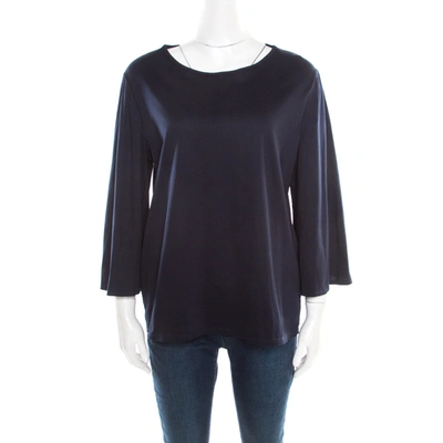 Pre-owned The Row Dark Blue Cotton Flared Sleeve Boxy T-shirt L