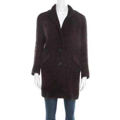 Pre-owned Isabel Marant Etoile Black And Burgundy Wool And Alpaca Textured Coat S