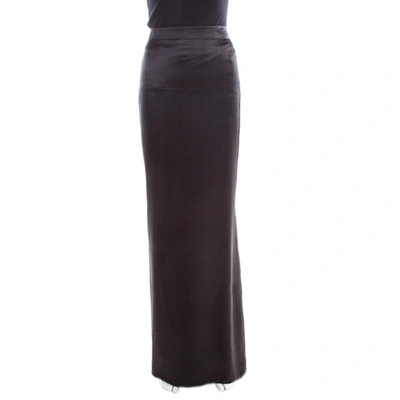 Pre-owned Roberto Cavalli Black Satin Maxi Skirt S