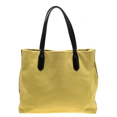 Pre-owned Lancel Yellow And Black Leather Tote