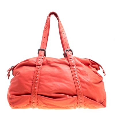 Pre-owned Bottega Veneta Magma Plume Leather Duffle Bag In Orange